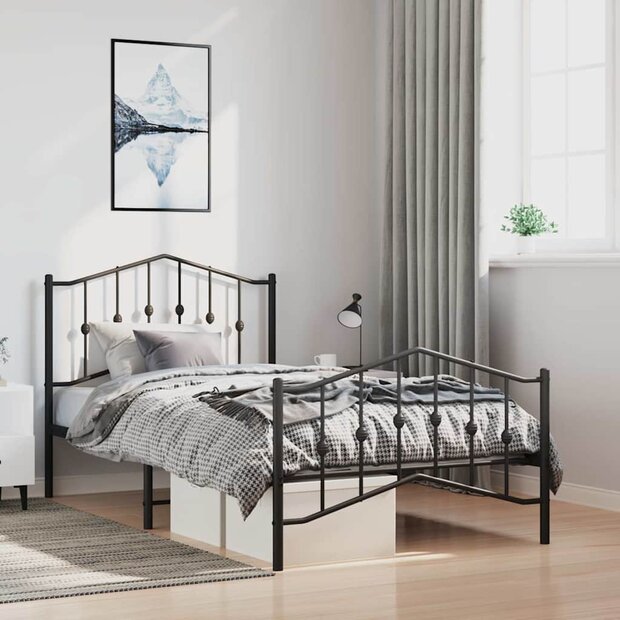 Bedframe met hoofd- en voeteneinde&nbsp;metaal zwart 100x190 cm 1