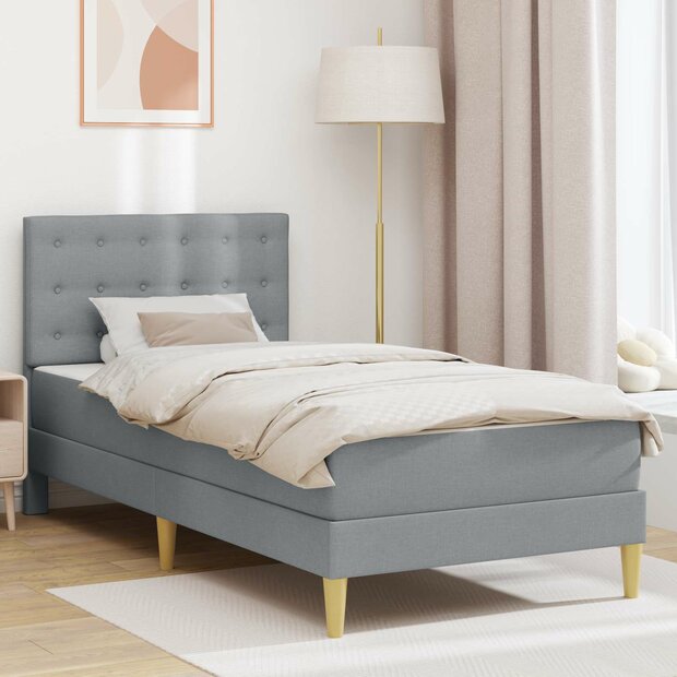 Bedframe met matras met hoofdeinde Lichtgrijs 80 x 200 cm Stof 1