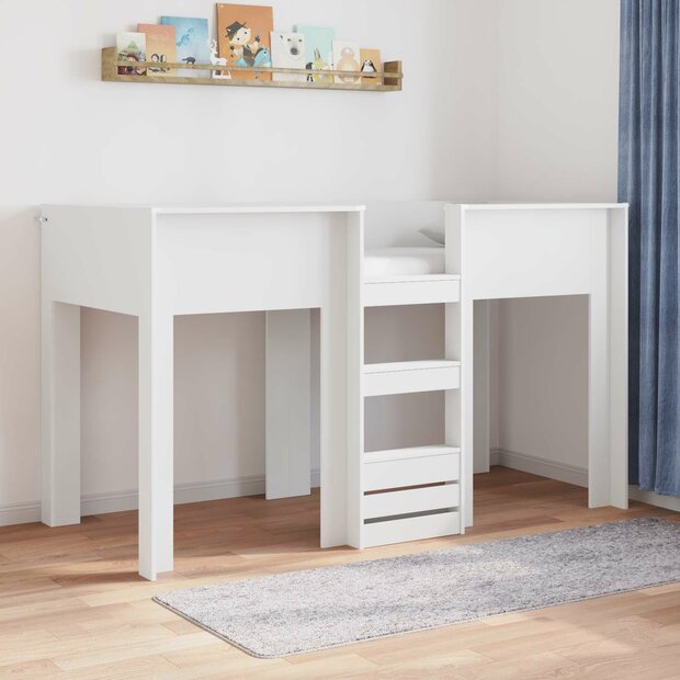 Stapelbed voor Kinderen met opslag Wit 75 x 190 cm Bewerkt hout 1