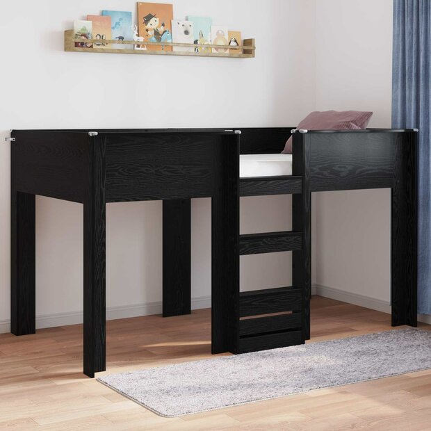 Stapelbed voor Kinderen Zwart Eiken 90 x 190 cm Bewerkt hout 1