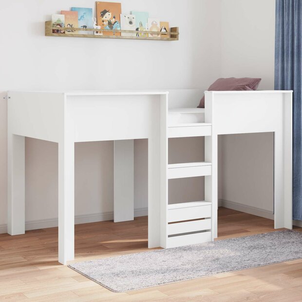 Stapelbed voor Kinderen met opslag Wit 80 x 200 cm Bewerkt hout 1