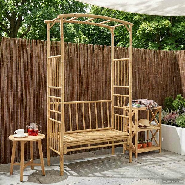 Tuinboog met Bank Naturel 115 x 50 x 205 cm Bamboe 1