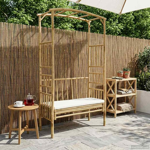 Tuinboog met Bank Naturel 115 x 50 x 205 cm Bamboe 1