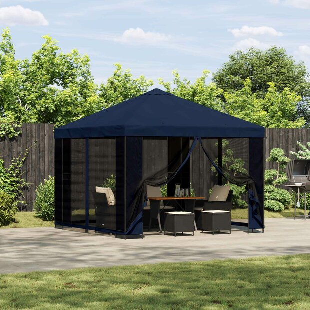 Prieel 3 x 3 m Blauw Polyester en staal 190 1