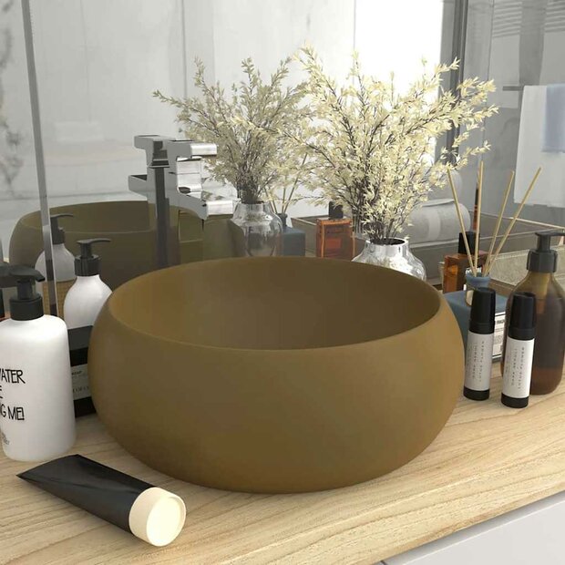 Wastafel rond 40x15 cm keramiek matcr&egrave;me 1