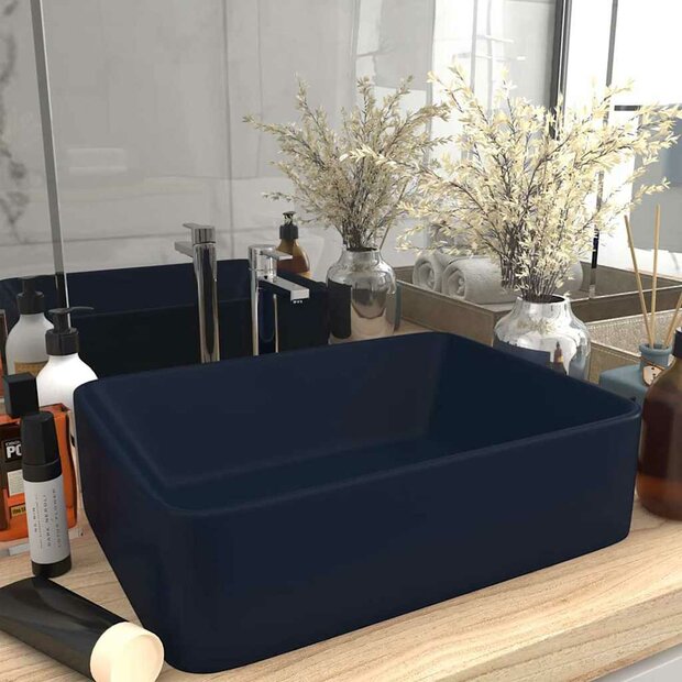 Wastafel 41x30x12 cm keramiek mat donkerblauw 1