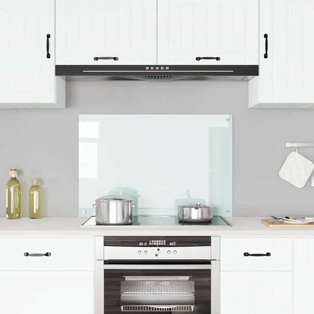 Spatscherm keuken 90x60 cm gehard glas melkwit 1