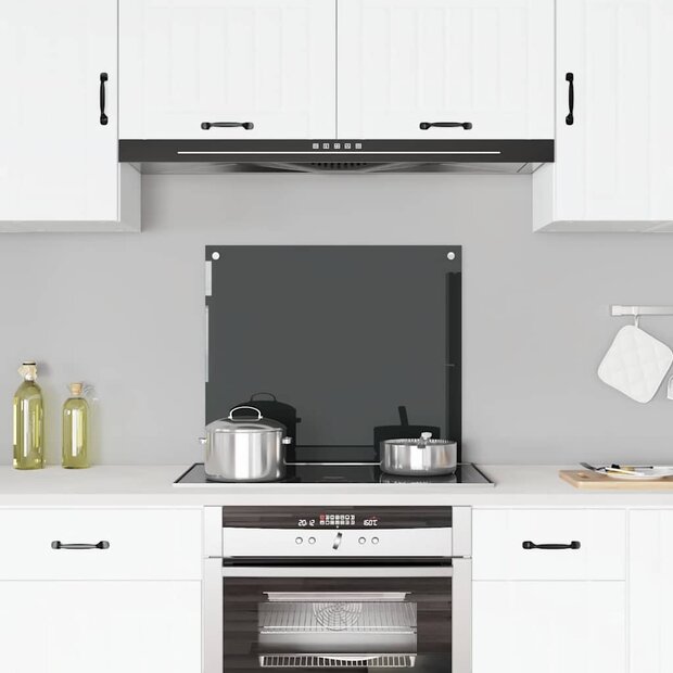 Spatscherm keuken 70x60 cm gehard glas zwart 1
