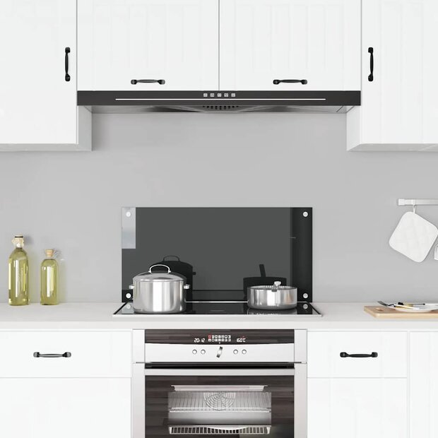 Spatscherm keuken 80x40 cm gehard glas zwart 1