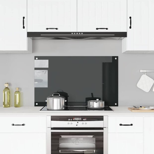  Spatscherm keuken 100x60 cm gehard glas zwart 1