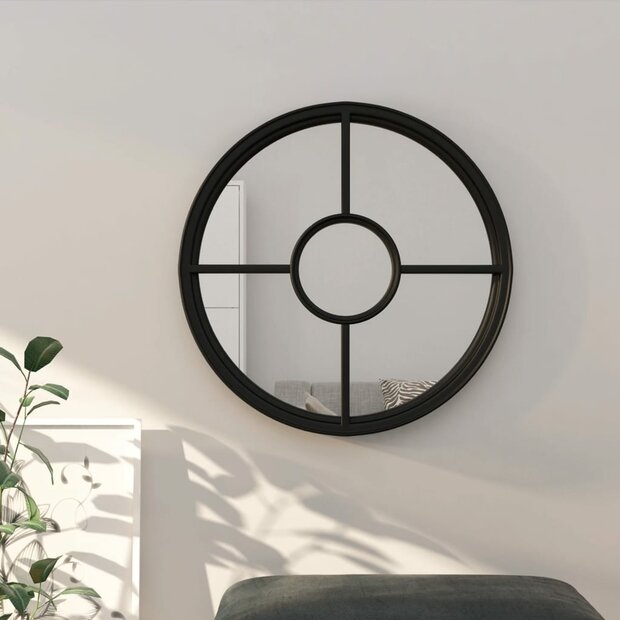 Spiegel rond 60x4 cm ijzer zwart 1