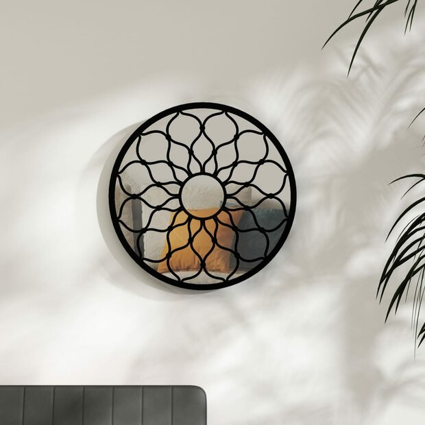 Spiegel rond 40x3 cm ijzer zwart 1