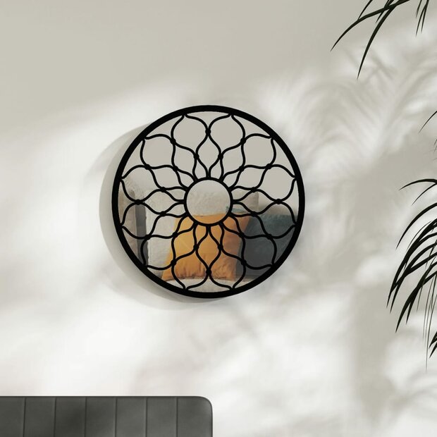 Spiegel rond 60x3 cm ijzer zwart 1