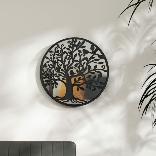 Spiegel rond 40x2,5 cm ijzer zwart 1