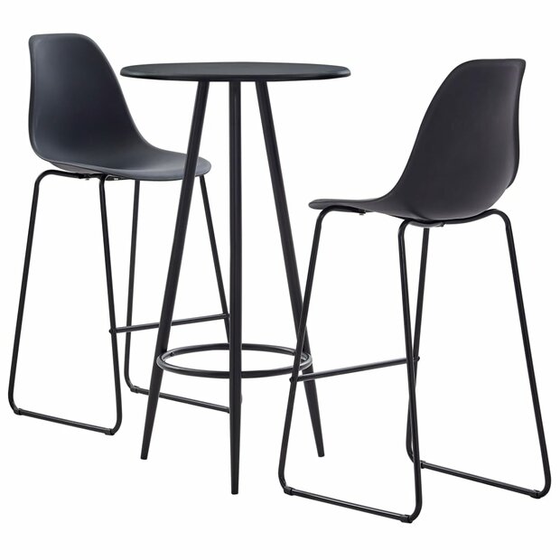 3-delige Barset kunststof zwart 1