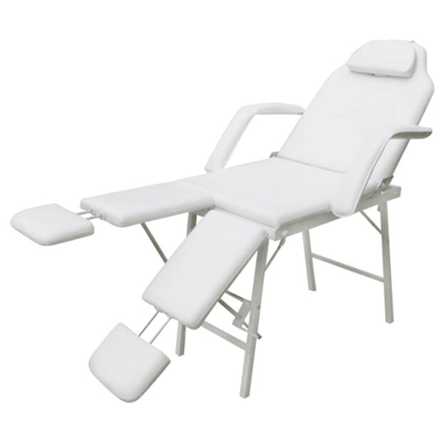 Behandelingsstoel voor gezicht 185x78x76 cm kunstleer wit 1