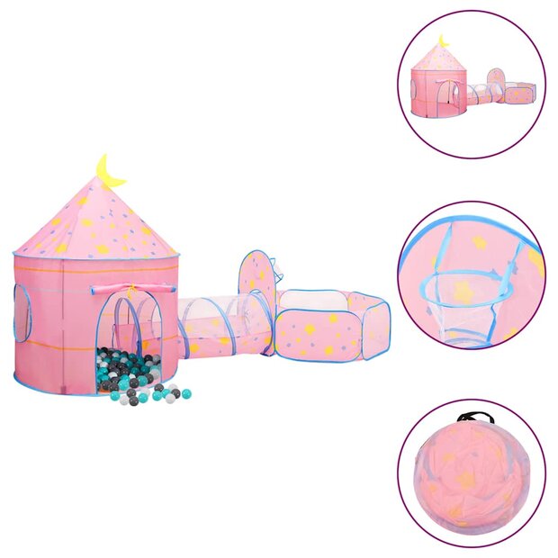 Kinderspeeltent met 250 ballen 301x120x128 cm roze 1