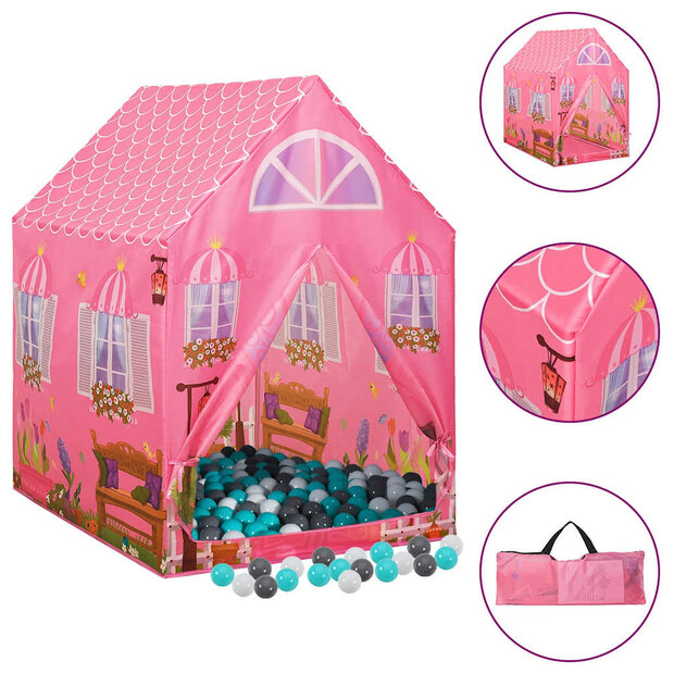 Kinderspeeltent met 250 ballen 69x94x104 cm roze 1