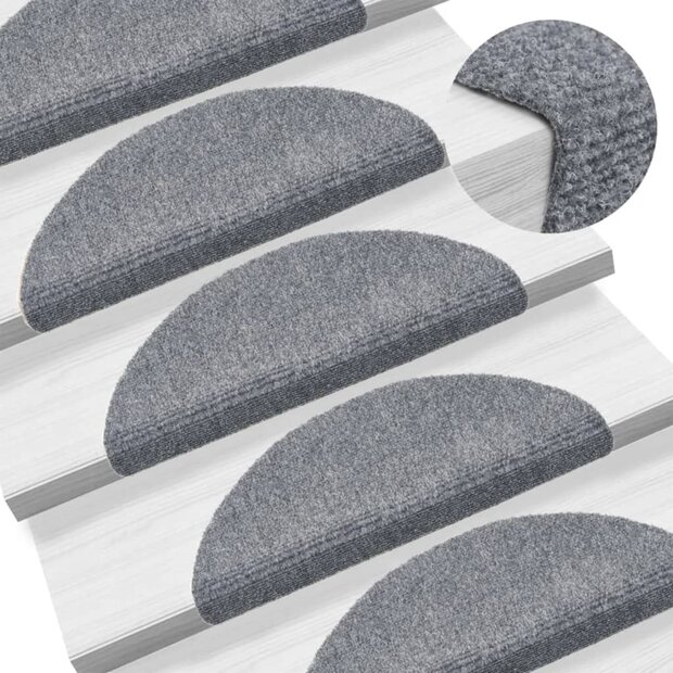 Trapmatten Zelfklevend 15 stuks 56x17x3 cm Lichtgrijs Halfrond 1