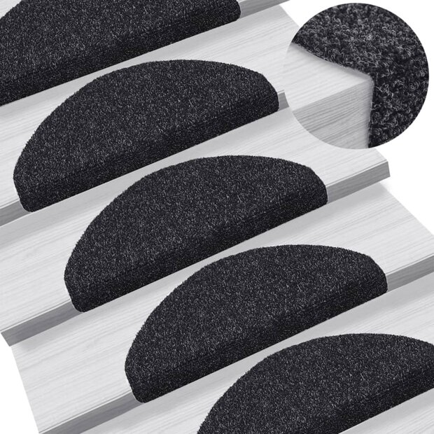 Trapmatten Zelfklevend 10 stuks 65x21x4 cm Zwart Halfrond Groot 1