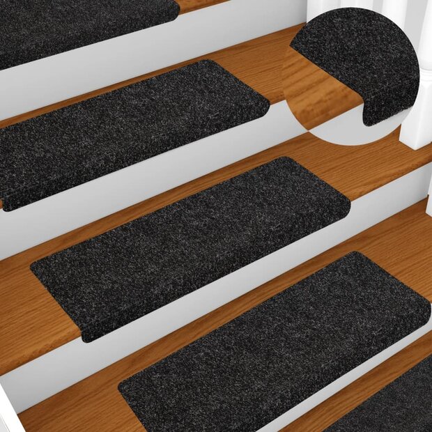 Trapmatten Zelfklevend 5 stuks 65x21x4 cm Zwart Rechthoekige Rand 1