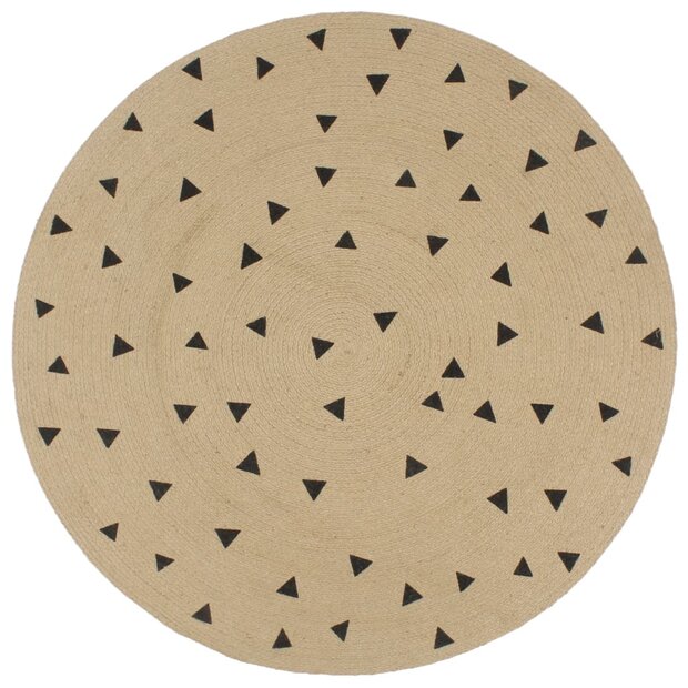 Vloerkleed handgemaakt met driehoek print 150 cm jute 1
