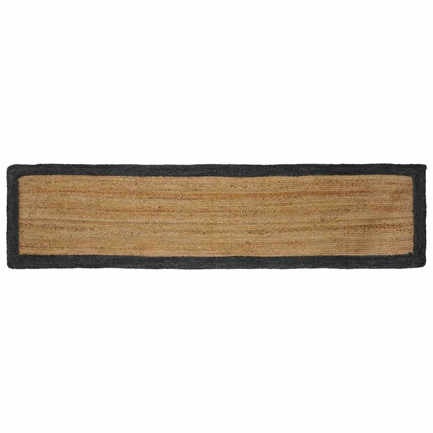 Vloerkleed Naturel en donkergrijs 60 x 200 cm Jute 1