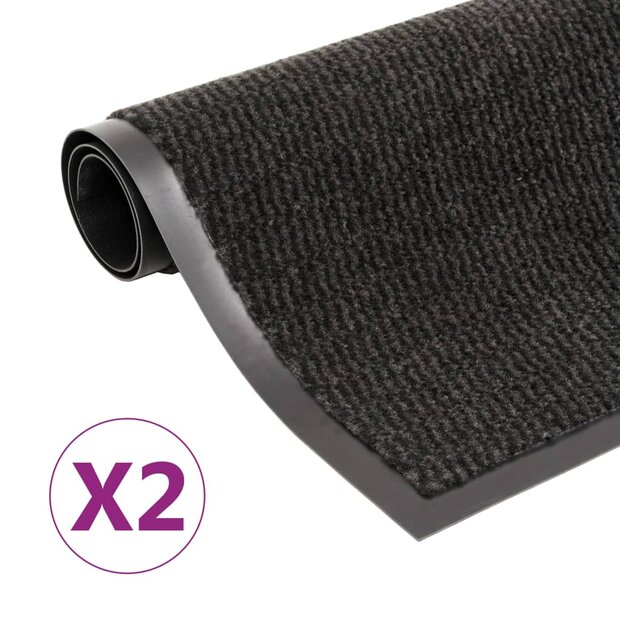 Droogloopmatten 2 st rechthoekig getuft 80x120 cm zwart 1