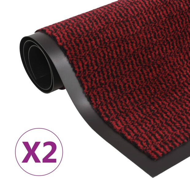 Droogloopmatten 2 st rechthoekig getuft 90x150 cm rood 1