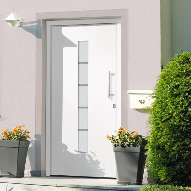 Voordeur 100x210 cm aluminium en PVC wit 1