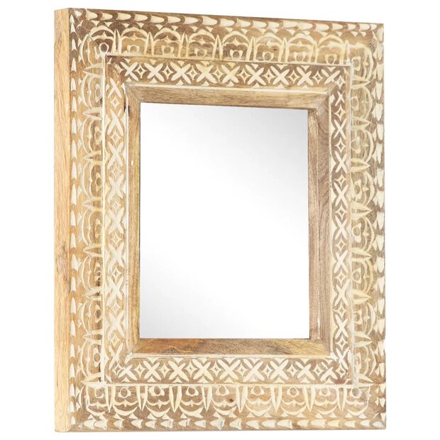 Spiegel handgesneden 50x50x2,6 cm massief mangohout 1