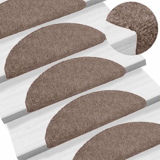 Trapmatten zelfklevend 15 stuks 56x17x3 cm lichtbruin halfrond 1