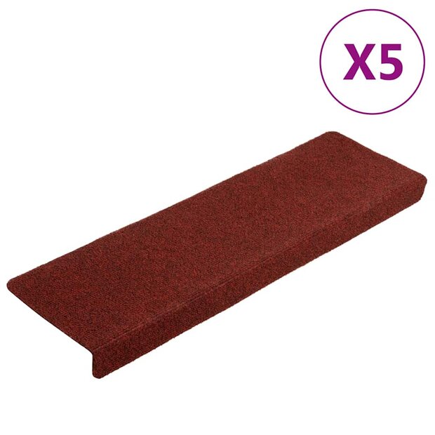 Trapmatten Zelfklevend 5 stuks 65x21x4 cm Bordeaux Rood Rechthoekige Rand 1