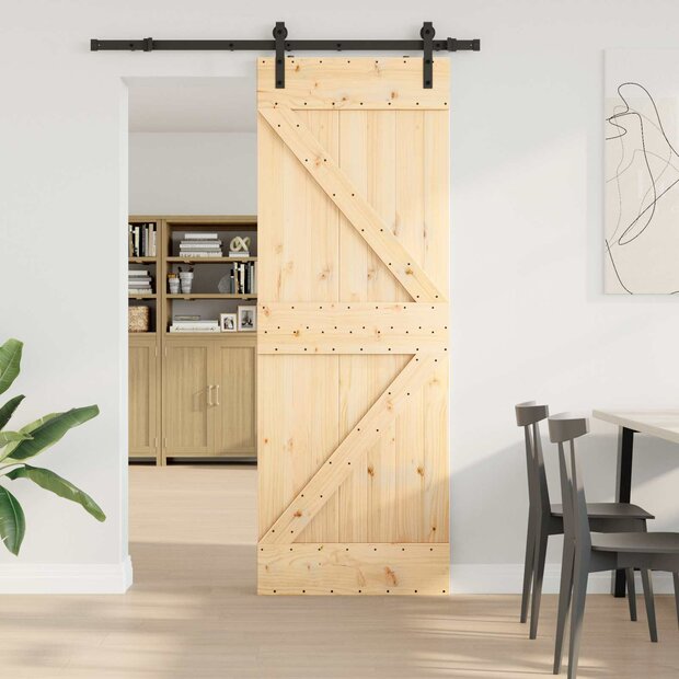 Schuifdeur NARVIK Naturel en Zwart 70 x 210 cm (152,5 cm) 1