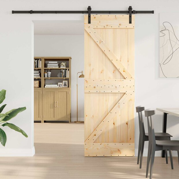 Schuifdeur NARVIK Naturel en Zwart 70 x 210 cm (213,5 cm) 1
