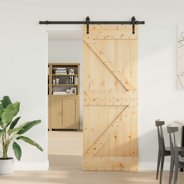 Schuifdeur NARVIK Naturel en Zwart 80 x 210 cm (152,5 cm) 1