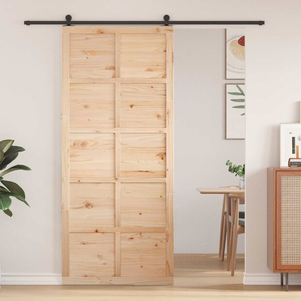 Schuifdeur Naturel 80 x 2,5 x 208 cm Massief grenenhout 1