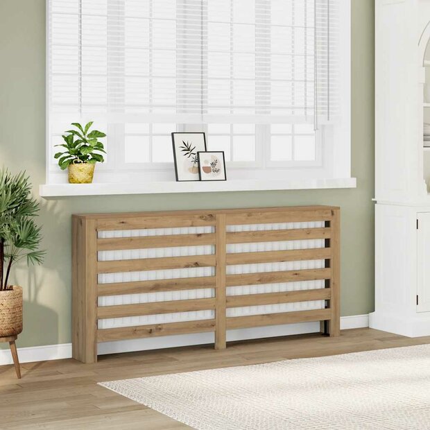 Radiatorombouw 149x20x82 cm bewerkt hout artisanaal eikenkleur 1