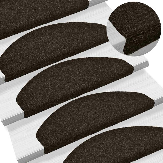 Trapmatten Zelfklevend 5 stuks 65x21x4 cm Donkerbruin Halfrond Groot 1