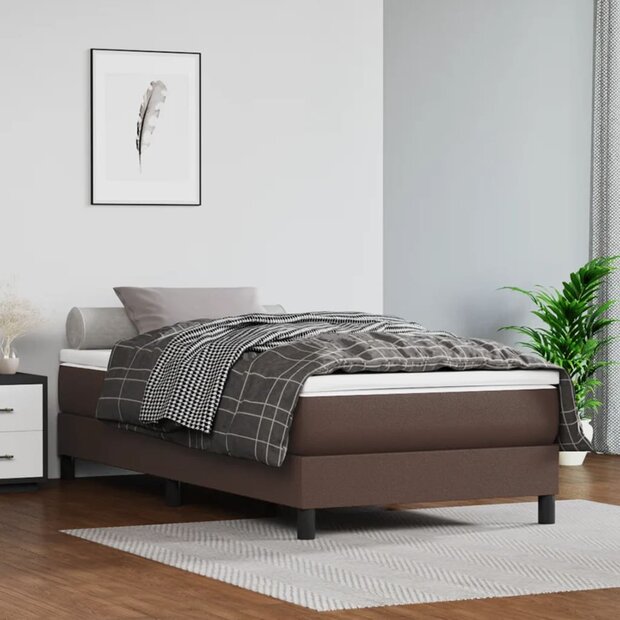 Pocketveringmatras medium 90x200x20 cm kunstleer bruin 1