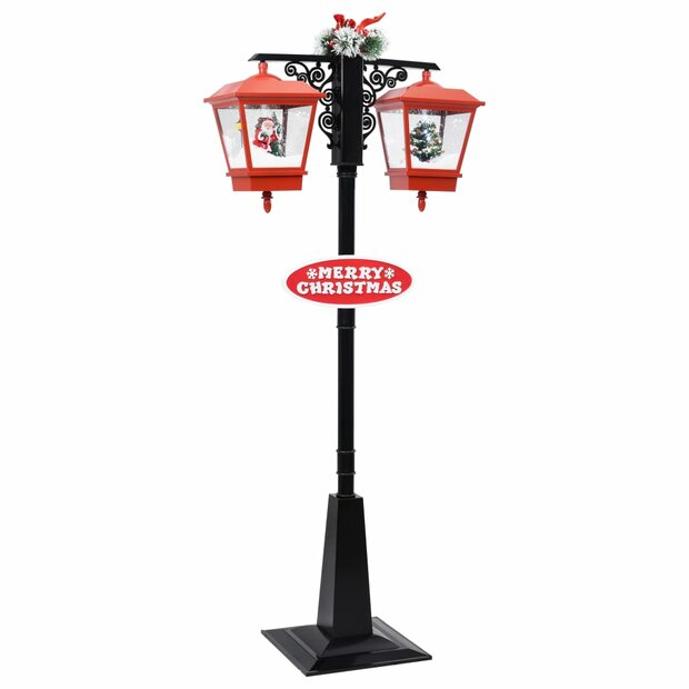Straatlantaarn met kerstman 81x40x188 cm PVC zwart en rood 1
