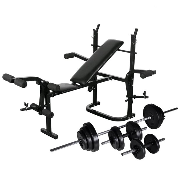 Gewichtenbank met gewichtenrek en halterset 30,5 kg 1