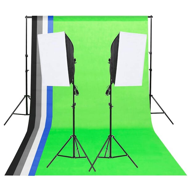 Studioverlichtingsset met achtergronden en softboxen 1