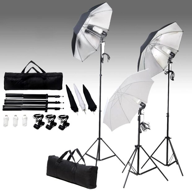 Fotostudioset met verlichtingsset en achtergrond 1