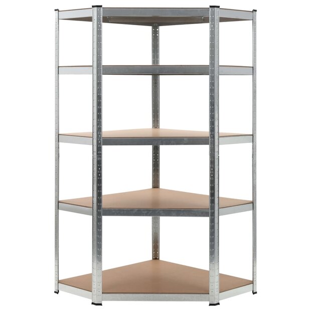 Hoekrek 5-laags staal en bewerkt hout zilverkleurig 1