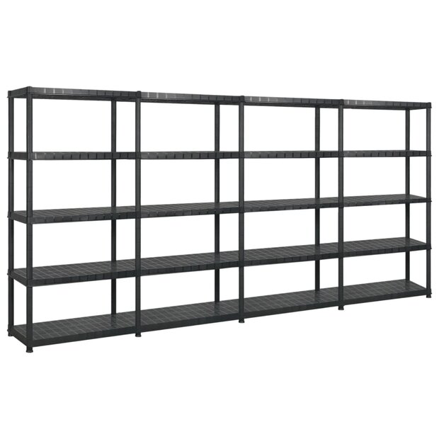 Opbergrek 5-laags 340x40x185 cm kunststof zwart 1