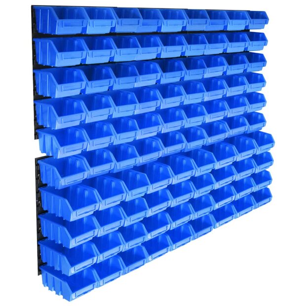 96-delige Opslagbakkenset met wandpanelen blauw 1