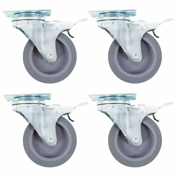 Zwenkwielen met dubbele remmen 4 st 75 mm 1