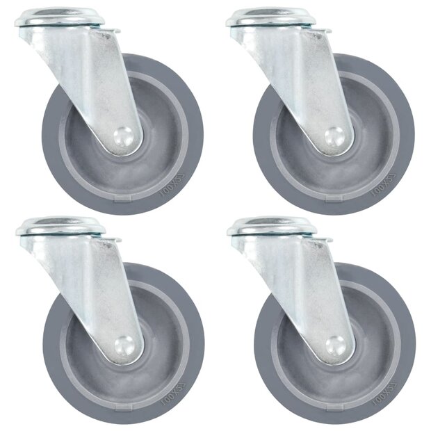 Zwenkwielen met boutgaten 4 st 100 mm 1