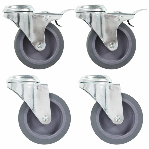 Zwenkwielen met boutgaten 4 st 75 mm 1